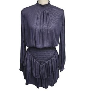 Cisa Womens Whimsigoth Dress Sz S Zebra Print Smocked High Neck Tiered Ruffles